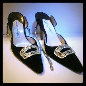 black velvet Manolo Blahnik size 35.5